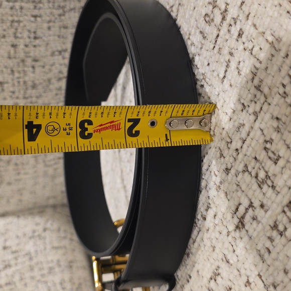 Balenciaga Men\'s Belt in Black with Gold Buckle